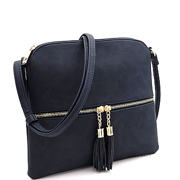 Mid-Zip Tasselled Crossbody Bag