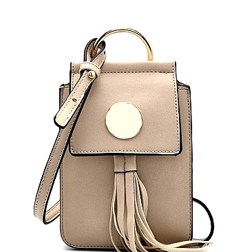 HY2043-LP Hardware and Tassel Accent Cellphone Holder Cross Body