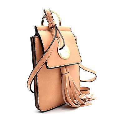 HY2043-LP Hardware and Tassel Accent Cellphone Holder Cross Body