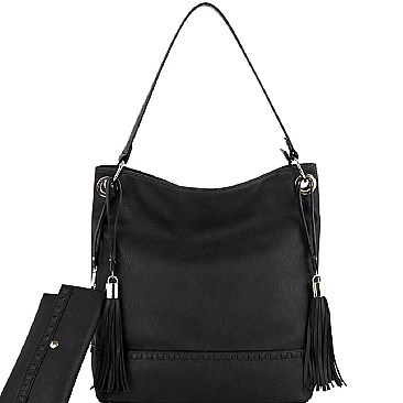 Double Tassel Whipstitched 2 in 1 Bohemian Hobo SET MH-HY4027S