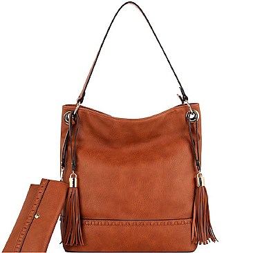 Double Tassel Whipstitched 2 in 1 Bohemian Hobo SET MH-HY4027S