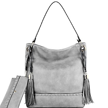Double Tassel Whipstitched 2 in 1 Bohemian Hobo SET MH-HY4027S