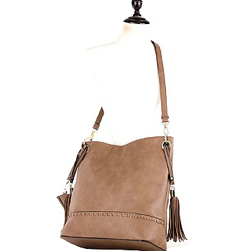 Double Tassel Whipstitched 2 in 1 Bohemian Hobo SET MH-HY4027S
