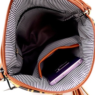 TASSEL ACCENT LEOPARD PRINT DOME CROSS BODY