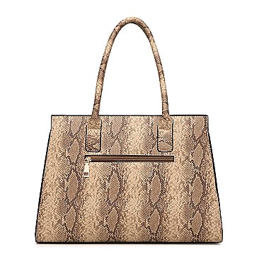 4 in 1 Snake Print Embossed Satchel SET