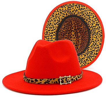 Fedora Woolen Leopard Belt Warm Hat