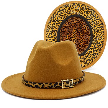 Fedora Woolen Leopard Belt Warm Hat