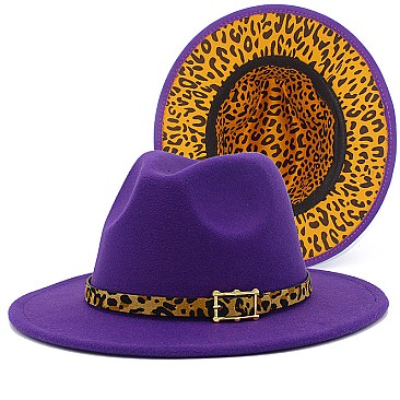 Fedora Woolen Leopard Belt Warm Hat