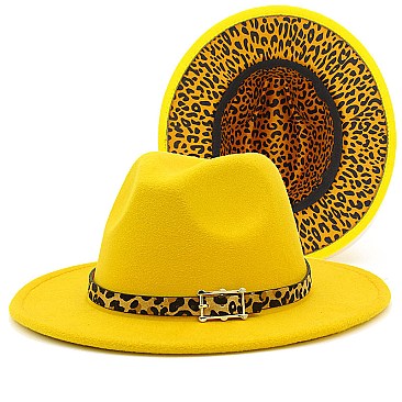 Fedora Woolen Leopard Belt Warm Hat