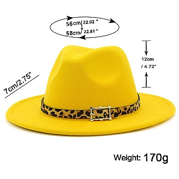 Fedora Woolen Leopard Belt Warm Hat