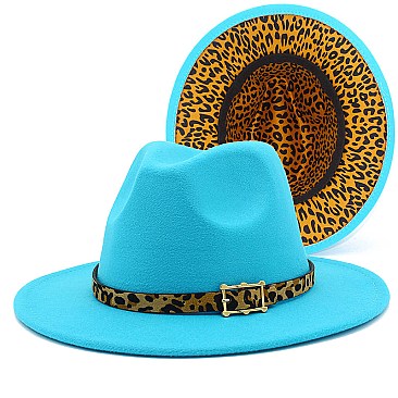 Fedora Woolen Leopard Belt Warm Hat