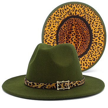 Fedora Woolen Leopard Belt Warm Hat