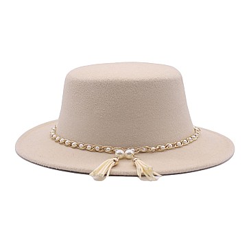 Fedora Woolen Pearl Accent Warm Hat