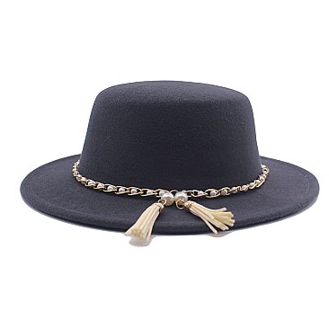 Fedora Woolen Pearl Accent Warm Hat