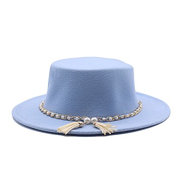 Fedora Woolen Pearl Accent Warm Hat