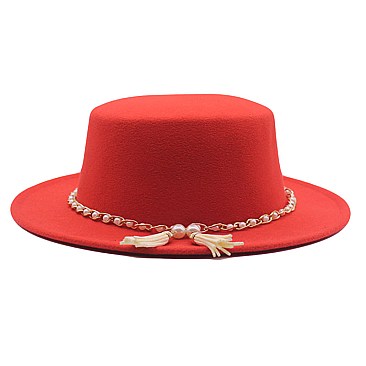 Fedora Woolen Pearl Accent Warm Hat