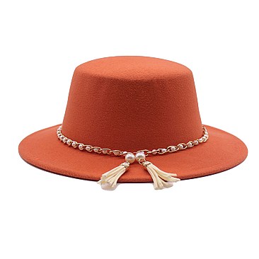 Fedora Woolen Pearl Accent Warm Hat