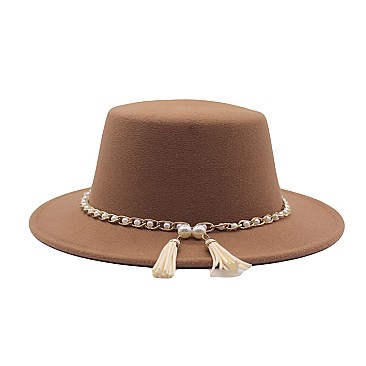 Fedora Woolen Pearl Accent Warm Hat