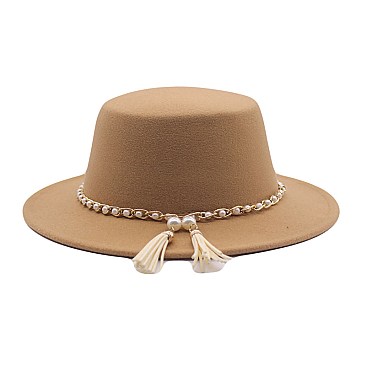 Fedora Woolen Pearl Accent Warm Hat