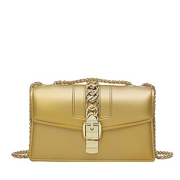 Buckel Accented Jelly Medium Shoulder Bag