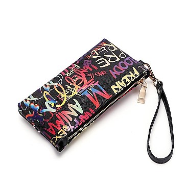 Graffiti Tasseled Clutch Wallet