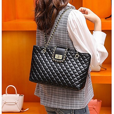 Quilted Medium CHAIN ACCENT Shoulder Bag
