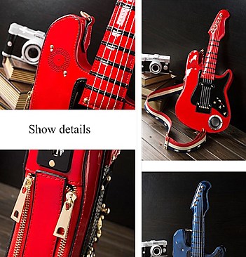 Guitar Shaped Bluetooth Speaker Cross Body - Shoulder Bags With Multimedia Player Radio