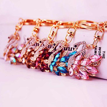 Rhinestones Swan Keychain & Handbag Purse Charm