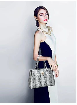 4 in 1 Snake Print Embossed Satchel SET