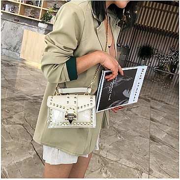 Transparent Studded Chain Strap Clear Jelly Shoulder Messenger Bag