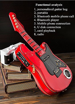 Guitar Shaped Bluetooth Speaker Cross Body - Shoulder Bags With Multimedia Player Radio