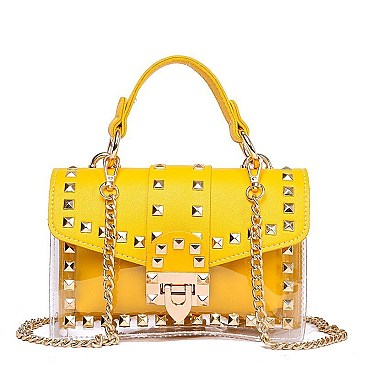 Transparent Studded Chain Strap Clear Jelly Shoulder Messenger Bag