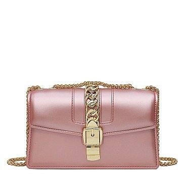 Buckel Accented Jelly Medium Shoulder Bag