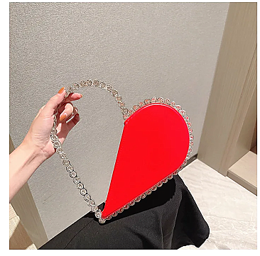 Heart Shaped Clutch with Crystal Handle