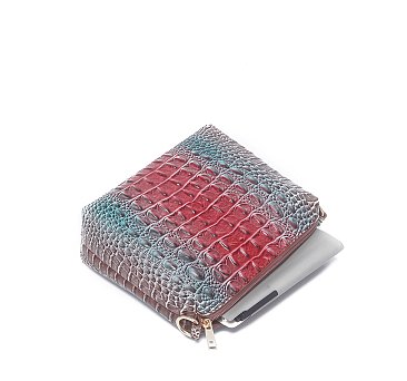 Tie-dyed 3in1 Crocodile Skin Large Push Lock Satchel Bag