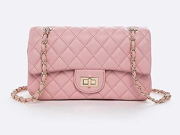 Lovely Quilted Classic Turn Lock Shoulder Bag