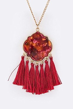 Geometric Pendant With Tassels Necklace LA-CN4146