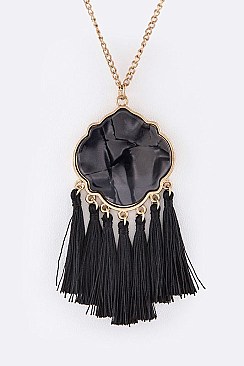 Geometric Pendant With Tassels Necklace LA-CN4146