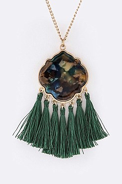 Geometric Pendant With Tassels Necklace LA-CN4146
