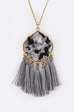 Geometric Pendant With Tassels Necklace LA-CN4146
