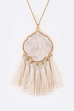Geometric Pendant With Tassels Necklace LA-CN4146