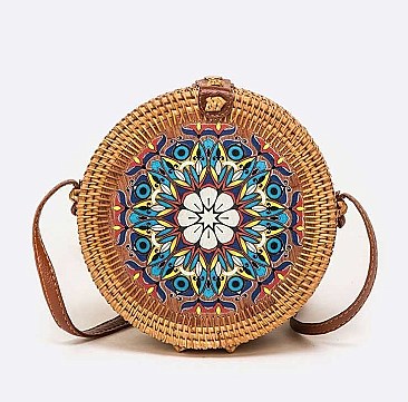 Bamboo Circle Hand Painted Swing Bag