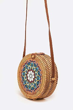 Bamboo Circle Hand Painted Swing Bag