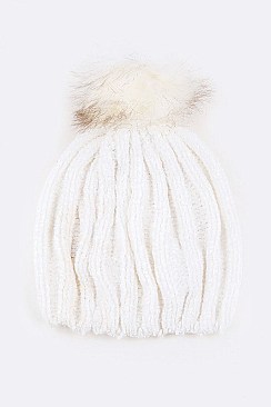 Pack of 12 pieces Trendy Chunky Knit Pom Pom Plush Beanie LA-HT717-1