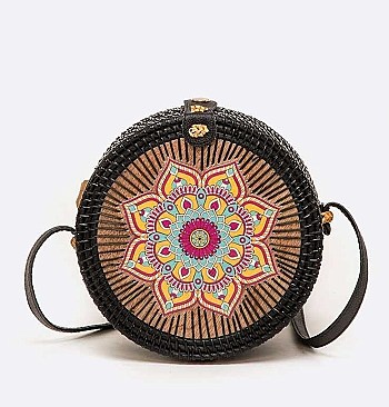 Bamboo Circle Hand Painted Swing Bag