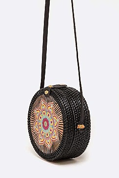 Bamboo Circle Hand Painted Swing Bag
