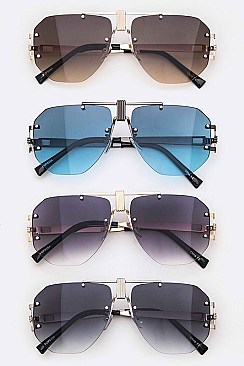 Pack of 12 Pieces Iconic Metal Bar Aviator Sunglasses LA113-POP8354