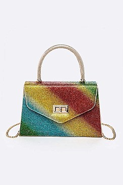 Stunning Crystal Top Handle Swing Clutch Bag
