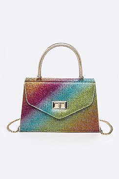Stunning Crystal Top Handle Swing Clutch Bag
