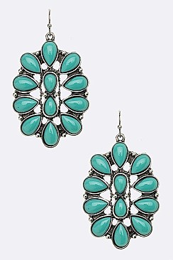 Classic Turquoise Multi Stone Hoop Earrings LA-SE0157